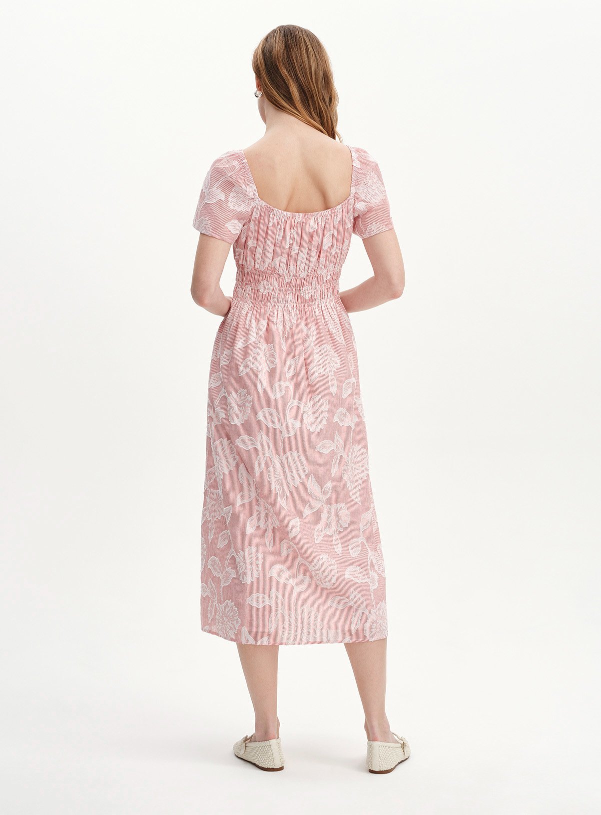 FINERY Maia Floral Stripe Shirred Waist Dress 14 - Image 7 thumbnail